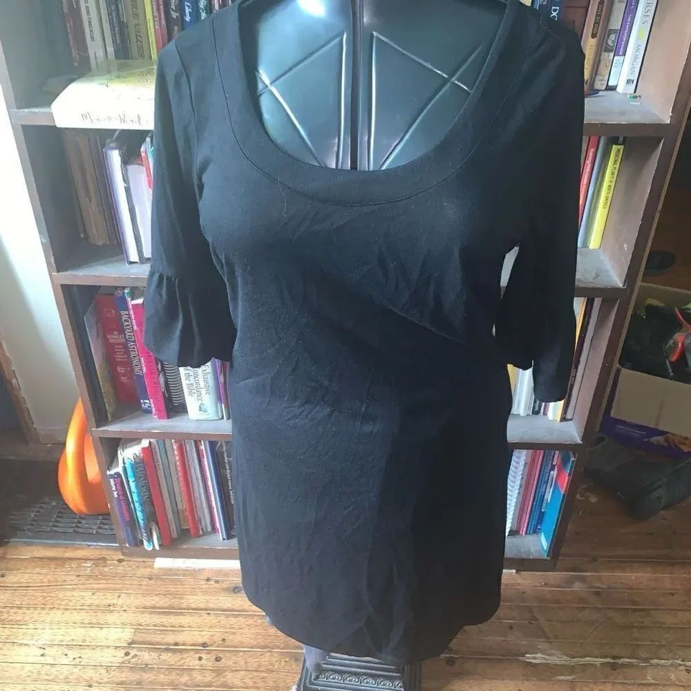 Loft little black dress bell sleeve lightweight size 10 shirt dress